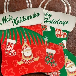 Hawaiian 2 Handled Bags Mele Kalikimaka and Happy Holidays